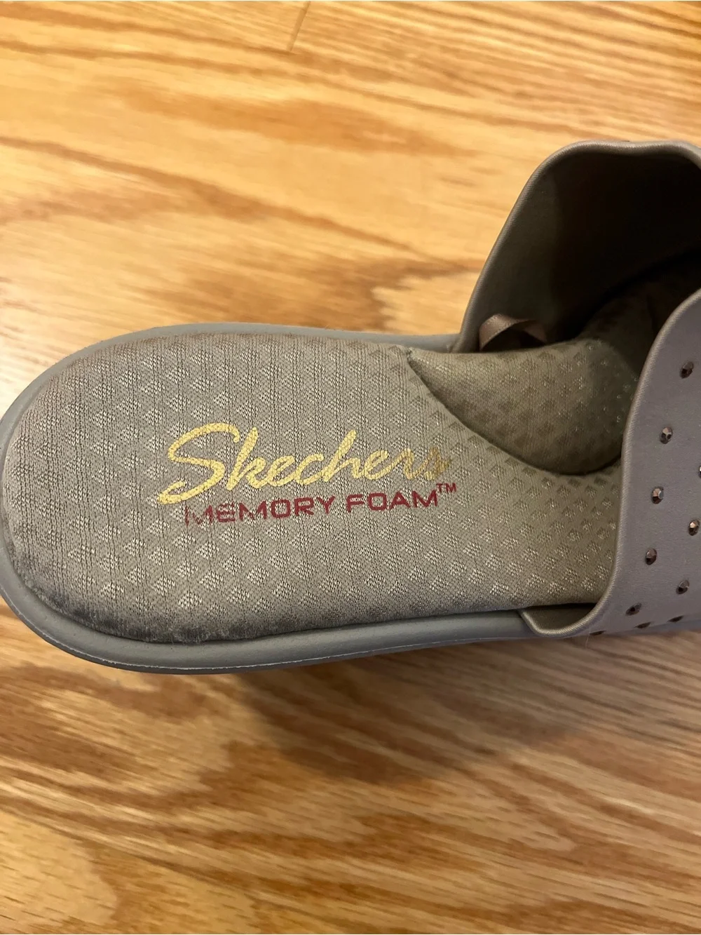 Skechers Gray Slip-On Comfort Slide Wedges